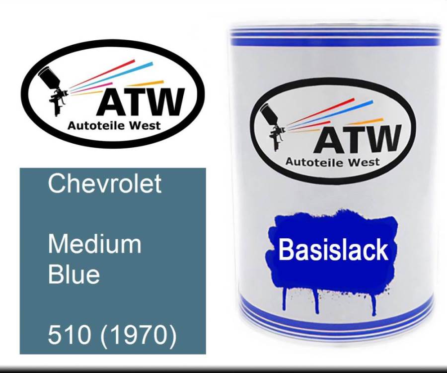 Chevrolet, Medium Blue, 510 (1970): 500ml Lackdose, von ATW Autoteile West.